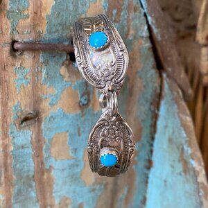 Vintage Silver Spoon Bracelet with Turquoise